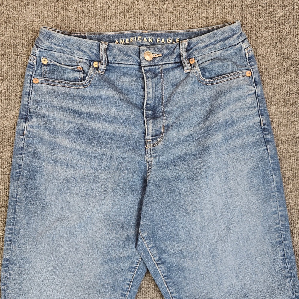 American Eagle Curvy Super High Rise Flare Jeans Women's 10 SHORT Stretch - Picture 10 of 11